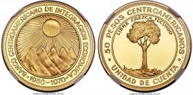 Republic gold Proof Medallic "Economic Integration" 50 Pesos 1970 PR69 Ultra Cameo NGC, KM-X1. AGW 0.5787 oz.

HID99912102018