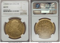 Charles IV gold 8 Escudos 1792 So-DA AU53 NGC, Santiago mint, KM54. Notably well-executed and preserved for a usually widely circulated issue, excepti...