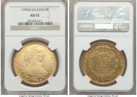 Charles IV gold 8 Escudos 1799 So-DA AU55 NGC, Santiago mint, KM54. A very presentable representation of the type with little evident wear and a stron...