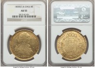 Charles IV gold 8 Escudos 1800 So-JA AU55 NGC, Santiago mint, KM54. Subtly reddened at the edges with brilliant flashy luster. 

HID99912102018