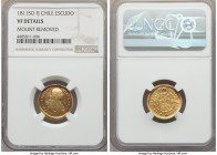 Ferdinand VII gold Escudo 1811 So-FJ VF Details (Mount Removed) NGC, Santiago mint, KM76. Transitional type featuring the bust of Charles IV but issue...
