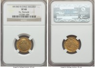 Ferdinand VII gold Escudo 1813 So-FJ XF40 NGC, Santiago mint, KM76. Wholesomely presented with minimal rub on the highpoints and no major handling, an...