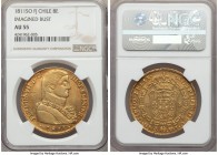 Ferdinand VII gold 8 Escudos 1811 So-FJ AU55 NGC, Santiago mint, KM72. Imagined bust. A light golden-orange in appearance, this final year for the typ...