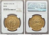Republic gold 8 Escudos 1832 So-I VF25 NGC, Santiago mint, KM84. Very well preserved in the peripheral regions with the general integrity of the major...