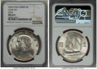 Republic Sun Yat-sen "Junk" Dollar Year 22 (1933) MS63+ NGC KM-Y345, L&M-109. A strong representative of the type, featuring a full body of luster and...