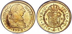 Charles III gold Escudo 1772 P-JS MS64 PCGS KM48.2. Highly lustrous and attractive. 

HID99912102018