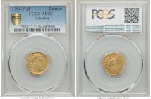 Charles IV gold Escudo 1794 P-JF AU53 PCGS, Popayan mint, KM56.2. Markedly lustrous for the assigned grade.

HID99912102018