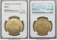 Charles IV gold 8 Escudos 1804 NR-JJ MS61 NGC, Nuevo Reino mint, KM62.1. An always difficult large-size gold issue to obtain in Mint State grades, the...
