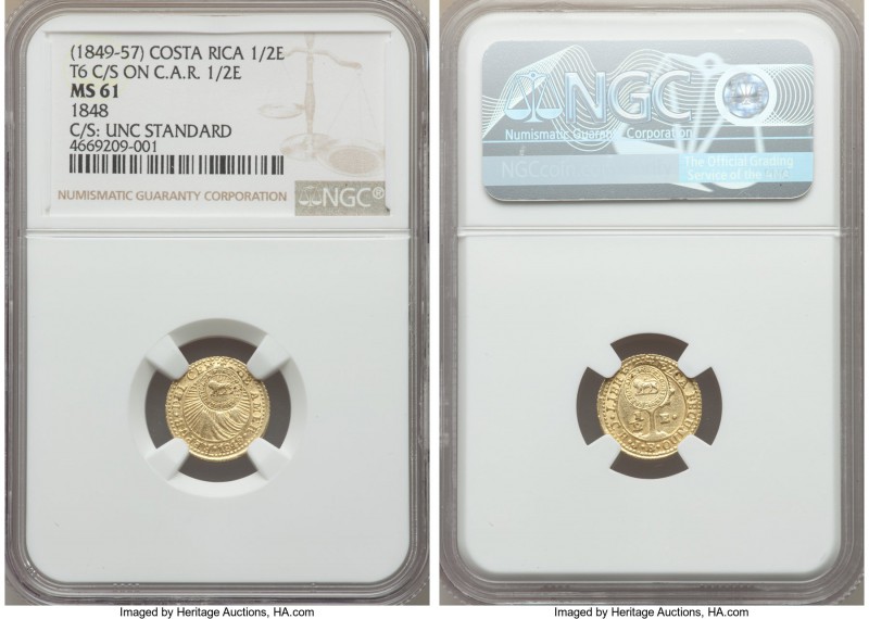 Republic gold Counterstamped 1/2 Escudo ND (1849-1857) CR-F MS61 NGC, San Jose m...