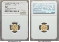 Republic gold Counterstamped 1/2 Escudo ND (1849-1857) CR-F MS61 NGC, San Jose mint, KM80, cf. KM5 (for host). Displaying Type VII HABILITADA POR EL G...