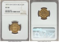 Republic gold 5 Pesos 1875-GW XF40 NGC, San Jose mint, KM117. A scarcer two-year type that still preserves ample evidence of an exacting strike with a...