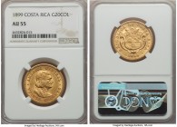 Republic gold 20 Colones 1899 AU55 NGC, Philadelphia mint, KM141. A honey-gold piece that preserves considerable satiny luster around the devices.

HI...