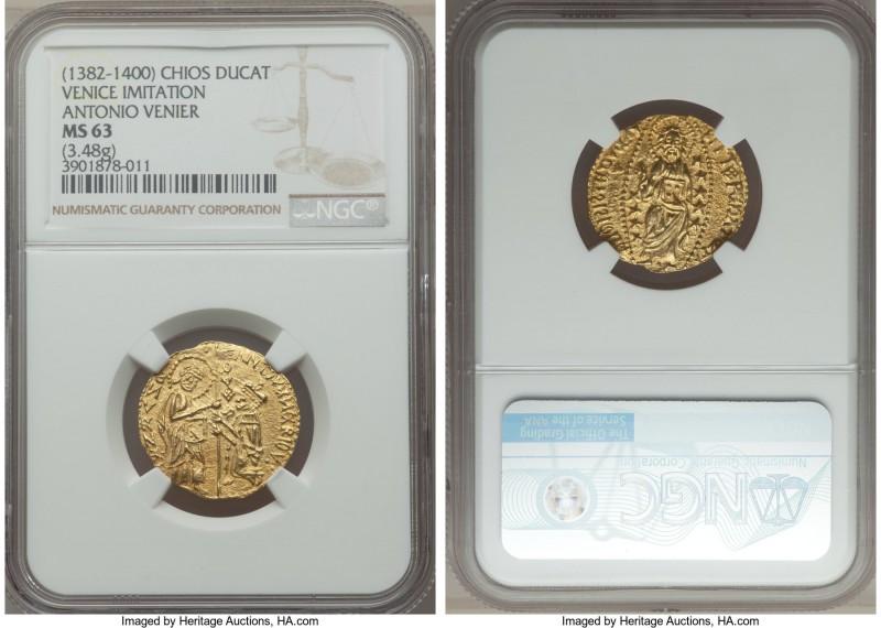 Chios. Imitative gold Ducat ND MS63 NGC, 3.48gm, cf. Ives Plate XI, cf. Paolucci...
