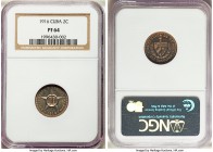 Republic Proof 2 Centavos 1916 PR64 NGC, KMA10. Mintage: 100. Notoriously rare in this level of preservation, the reflection of the star caught in the...