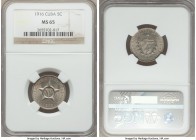 Republic 5 Centavos 1916 MS65 NGC, Philadelphia mint, KM11.1. A fully gem representative of a type that is rarely encountered as such, the fields ting...