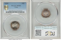 Republic 10 Centavos 1949 MS66 PCGS, Philadelphia mint, KMA12. An undeniably supreme gem of the issue, the fields enveloped by a rainbow of iridescenc...