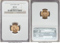 Republic gold 2 Pesos 1916 MS64 NGC, Philadelphia mint, KM17. Very near to gem quality in its overall appearance, the present offering exudes a level ...
