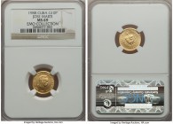 Republic gold 10 Pesos 1988 MS69 NGC, KM211. Mintage: 50. A perfect piece sure to garner fierce bidding from seekers of perfection. Ex. EMO Collection...