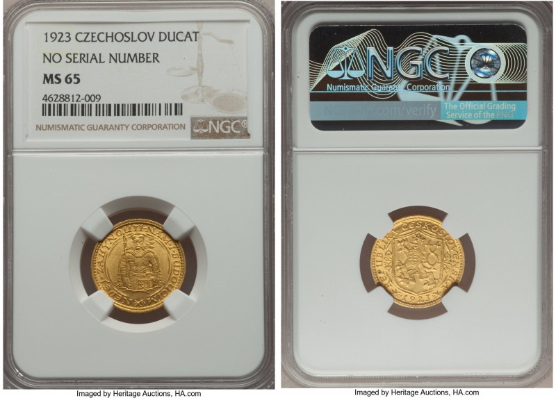 Republic gold Ducat 1923 MS65 NGC, KM8. Variety without serial number.

HID99912...