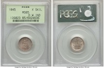 Danish Colony. Christian VIII 10 Skilling 1845 MS65 PCGS, KM16. Practically as-struck, the surfaces perfectly original and minutely stippled to produc...