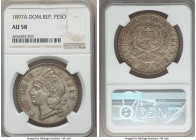 Republic Peso 1897-A AU58 NGC, Paris mint, KM16. A comparatively highly ranked example, fine detail present without any significant notes of high-poin...