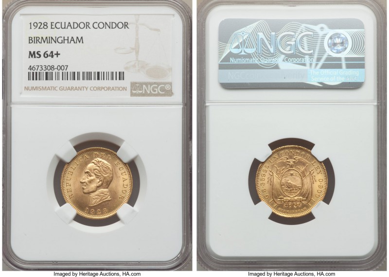 Republic gold Condor 1928 MS64+ NGC, Birmingham mint, KM74. An enviable near-gem...