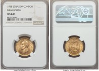 Republic gold Condor 1928 MS64+ NGC, Birmingham mint, KM74. An enviable near-gem that appears to storm past the competition of standard MS64 examples,...