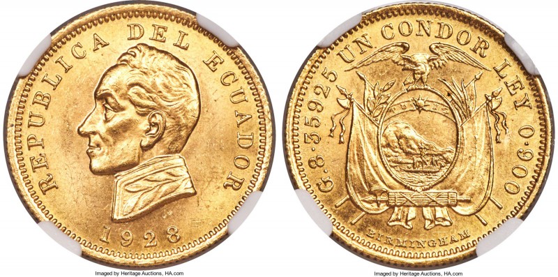 Republic gold Condor 1928 MS64 NGC, Birmingham mint, KM74. A choice example of t...