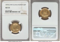 Republic gold 5 Pesos 1892-C.A.M. AU53 NGC, San Salvador mint, KM117. Mintage: 558. A well-centered striking with rather pleasing details and only a s...