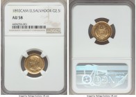 Republic gold 2-1/2 Pesos 1892-C.A.M. AU58 NGC, San Salvador mint, KM116. Mintage: 597. Tone-free and boldly struck, the contours of the obverse sharp...