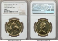 British Colony. Elizabeth II gold "Falkand Fur Seal" 150 Pounds 1979 MS67 NGC, KM13. Mintage: 488. AGW 1.000 oz.

HID99912102018