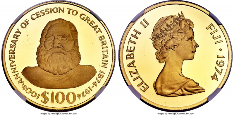 British Colony. Elizabeth II gold Proof 100 Dollars 1974 PR69 Ultra Cameo NGC, K...