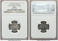 Republic iron Trial Strike 5 Pennia 1918 MS65 NGC, KM-TS6. An extremely rare and exceptionally attractive smaller trial piece, steely gray with a sple...