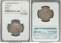 Lorraine. Charles IV Teston 1663 AU58 NGC, Nancy mint, KM62. A lightly toned example which virtually appears Mint State.

HID99912102018