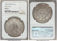 Louis XIV Ecu 1701-S AU53 NGC, Troyes mint, KM329.17, Dav-1316. Overtstruck on a Louis XIV Ecu of 1697. A handsome and frosty piece, traces of the und...