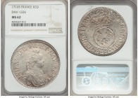 Louis XV Ecu 1716-S MS62 NGC, Reims mint, KM414.18, Dav-1326. Overstruck on a Louis XIV 1709 Ecu. A most splendid and brilliantly eye-catching represe...
