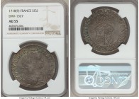 Louis XV Ecu 1718-(9) AU55 NGC, Rennes mint, KM435.26, Dav-1327. A bit soft in the king's bust on a naturally dark steely flan, fortunately imbued wit...