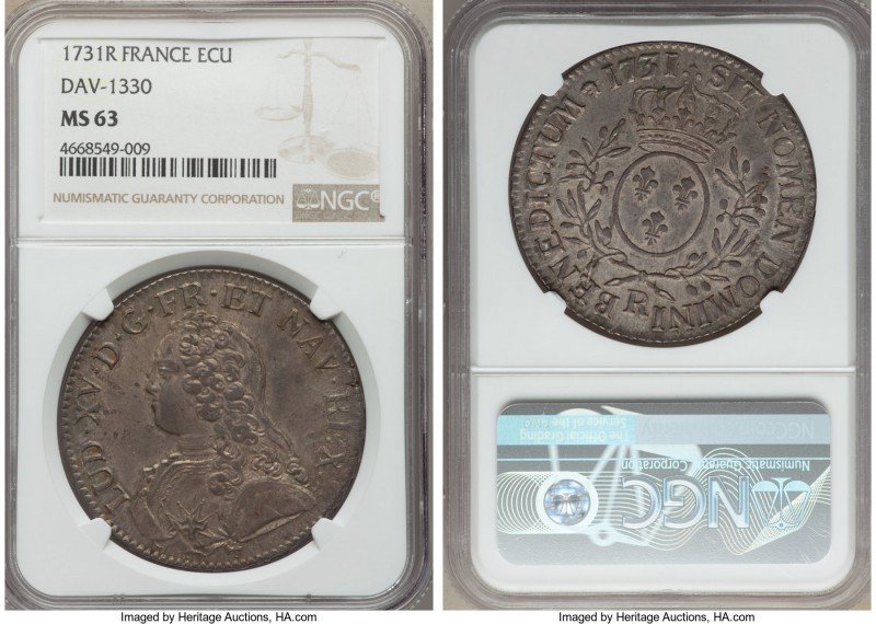 Louis XV Ecu 1731-R MS63 NGC, Orleans mint, KM486.18, Dav-1330. Strikingly clean...