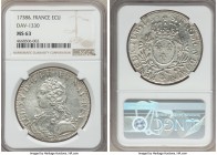 Louis XV Ecu 1738-& MS63 NGC, Aix mint, KM486.27, Dav-1330. Impressively flashy and high grade for being struck from clearly worn dies, the fields a b...