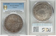 Louis XV Ecu 1774-M MS63 PCGS, Toulouse mint, KM551.10, Dav-1332. Pinpoint detail persists among the legends alongside traces of a watery opalescence,...