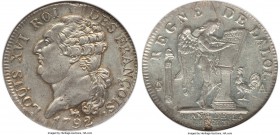 Louis XVI 1/2 Ecu L'An 4 (1792)-A MS63 NGC, Paris mint, KM562.1. Outranked by only a single example at NGC, this extremely inviting minor exudes a lev...