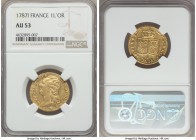 Louis XVI gold Louis d'Or 1787-I AU53 NGC, Limoges mint, KM591.7. A much lesser-encountered mint, watery in the peripheral registers, with adjustment ...