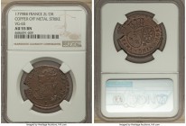 Louis XVI copper Off-Metal Strike 2 Louis d'Or 1779-BB AU55 Brown NGC, Strasbourg mint, VG-65, cf. KM575.4 (for gold striking). A most peculiar off-me...