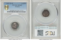 Napoleon 1/4 Franc L'An 13 (1804/5)-A MS65 PCGS, Paris mint, KM654.1. A visually stunning representative of this minor issue, the only example of the ...