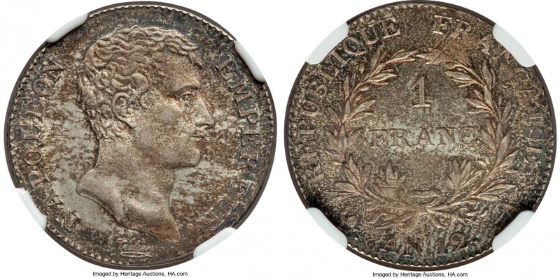 Napoleon Franc L'An 12 (1803/4)-A MS63 NGC, Paris mint, KM656.1. A shimmering de...