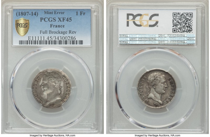 Napoleon Mint Error Franc ND (1807-1814) XF45 PCGS, cf. KM682.1 (for type). Full...