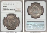 Napoleon 5 Francs L'An 14 (1805/6)-A MS62 NGC, Paris mint, KM662.1. A fine representative of this early Napoleonic crown exhibiting beautiful detail a...