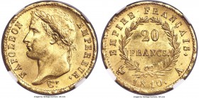 Napoleon gold 20 Francs 1810-A MS64 NGC, Paris mint, KM695.1. A little unevenness to the edge but overall quite nice. 

HID99912102018