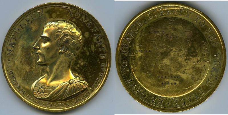 Napoleon gilt copper Laudatory Medal 1802 UNC, cf. Bramsen-242, Julius-1124. By ...