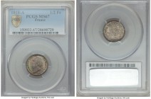 Louis XVIII 1/2 Franc 1818-A MS67 PCGS, Paris mint, KM708.1. Simply stunning--uncontested at the top of the PCGS census, the surfaces completely clean...